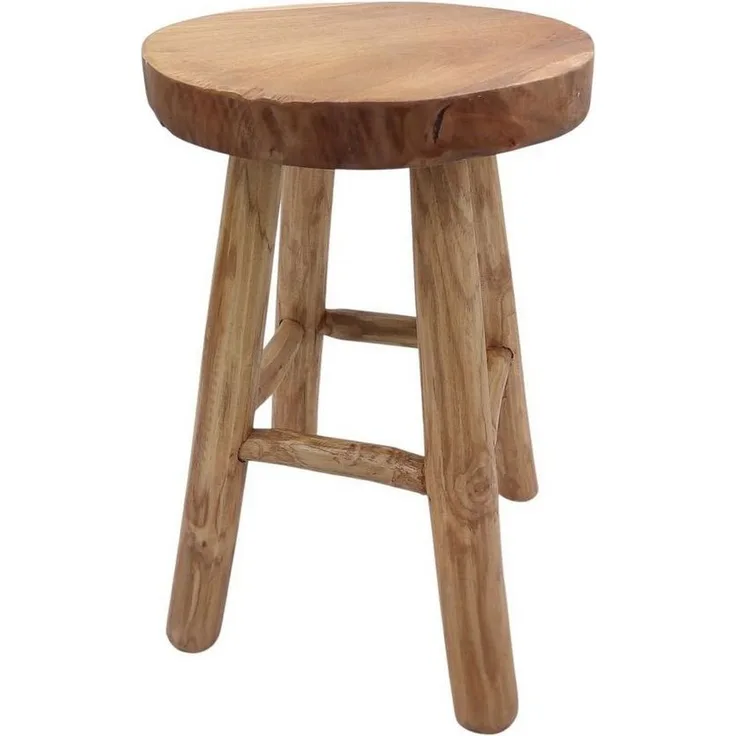 Rustikaler Teakholz Beistelltisch, Natur, 30 cm