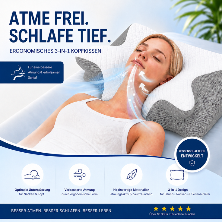 YaLiva_Decor® Kopfkissen ergonomisch, orthopädisch gegen Nackenschmerzen & mit Memory Foam, Grau, 62 x 34 x 12 cm – Bild 5