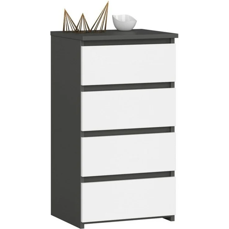 Home Collective Kommode 40 cm breit Holz Highboard Sideboard für Flur Schlafzimmer Wohnzimmer (Mehrzweckschrank Schrank schmal Kommode Schlafzimmer mit Schubladen), Kinderzimmer Organizer, 73 cm hoch mit 4 Schubladen graphit-weiß – Bild 4