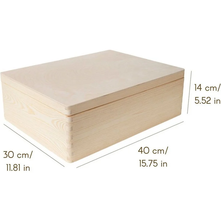 Creative Deco Holzkiste Holzkiste mit Deckel Erinnerungsbox Baby Groß Unlackiert, Unlackiert – Bild 2