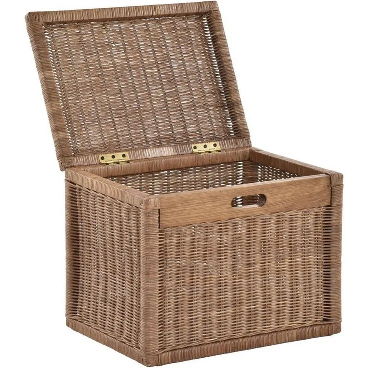 Krines Home Aufbewahrungskorb Hoher Korb mit Deckel Rattan geflochten Regalkorb Aufbewahrungsbox – Bild 3