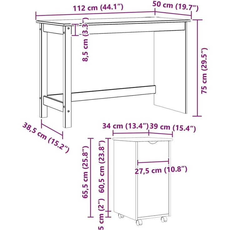 vidaXL Schreibtischschrank-Set MOSS 2 stk. Honigbraun 112 x 50 x 75 cm 3438780 – Bild 10