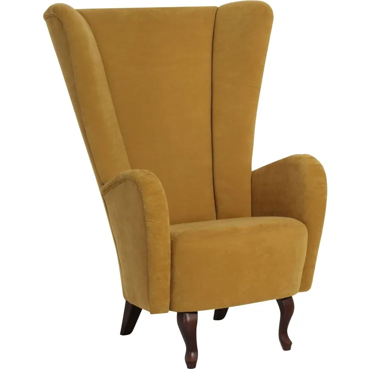 Hochlehnsessel Kailey Bezug Velourstoff Buche nussbaum dunkel / mais 21201