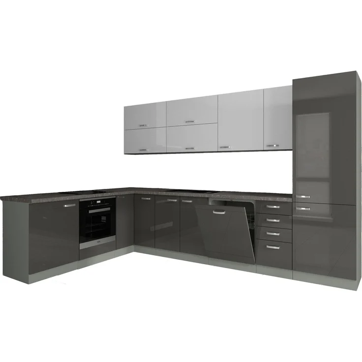 Küche Bianca Ecke IV 210x330 Küchenzeile Hochglanz Grau Weiss Küchenblock Grey – Bild 12