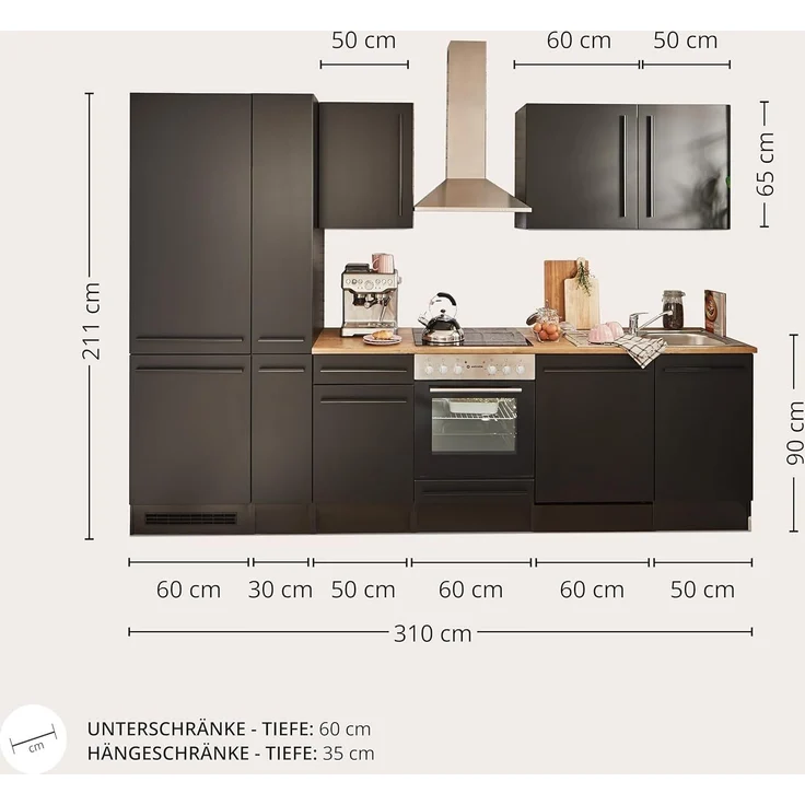 BASIC by Balculina Küchenzeile Jazz, Breite 310 cm, wahlweise mit E-Geräten – Bild 3