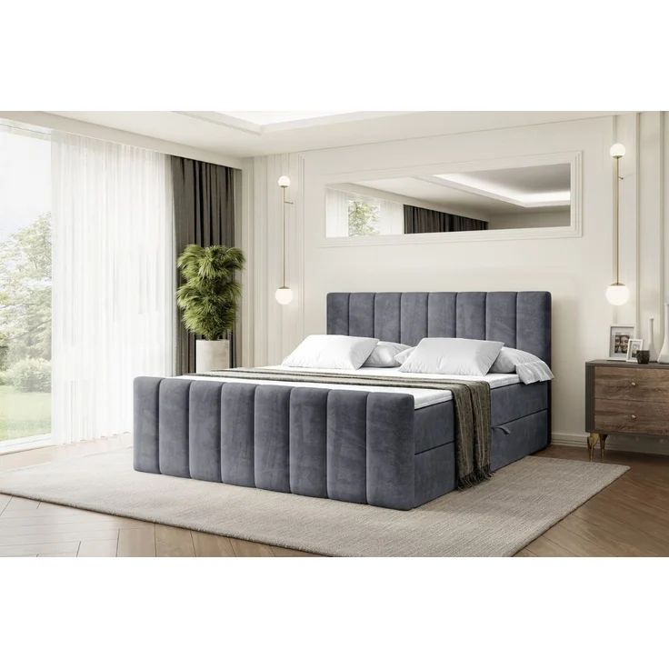 ALTDECOR Boxbett OTTA-Z (Multipocket-Matratze H4, H3 Matratze Bonellfederung, Topper, Kopfteil), Doppelbett mit Fußteil – Bild 1