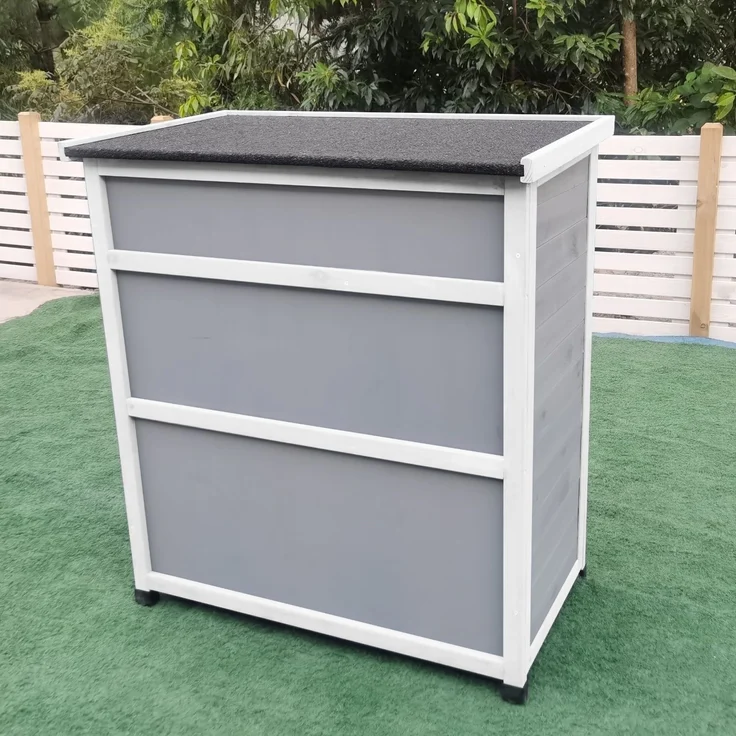 LECO Gartenschrank MOMO, Tannenholz grau-weiß lasiert, 87x47x95 cm – Bild 2
