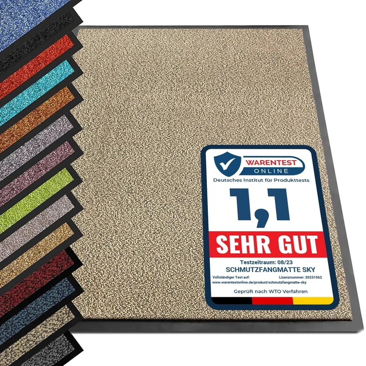 etm® Schmutzfangmatte - Note 1,6: Sieger Preis-Leistung - Fußmatte in vielen Größen - Türmatte Fußabstreifer für Haustür innen und außen (Ocker-Schwarz, 90x150 cm)