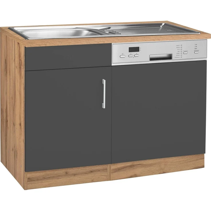 KOCHSTATION Spülenschrank KS-Colmar 110 cm, Front und Sockelblende für teilintegrierten Geschirrspüler – Bild 1