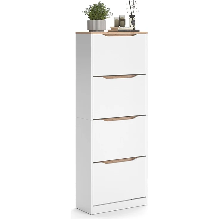 Schuhkipper Ruben Weiß/Artisan-Eiche 60.2 x 157.2 cm mit 4 Kippfächern Vicco – Bild 5