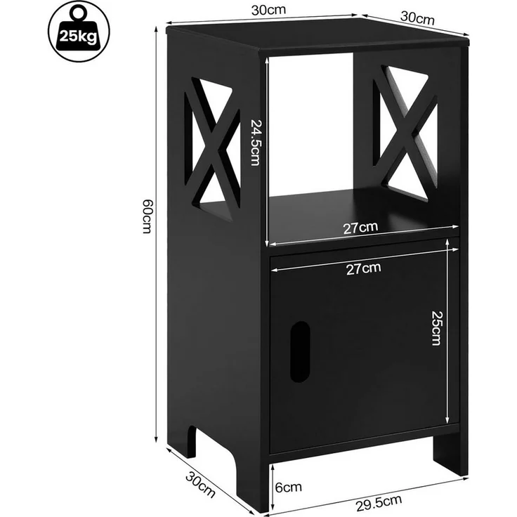 Woltu Nachttisch (1-St), Beistelltisch schmal, 30x60x30 cm, modern – Bild 2