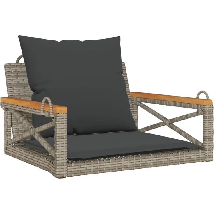 vidaXL Hängesessel mit Kissen Grau 63x62x40 cm Poly Rattan 368174 – Bild 2