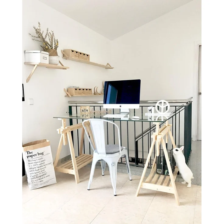 Astigarraga Kit Line Fußhocker Höhenverstellbarer Holzbock "Archi Tec", Tischbein aus Massivholz, 5 Stufen höhenverstellbar: 70-101 cm – Bild 3