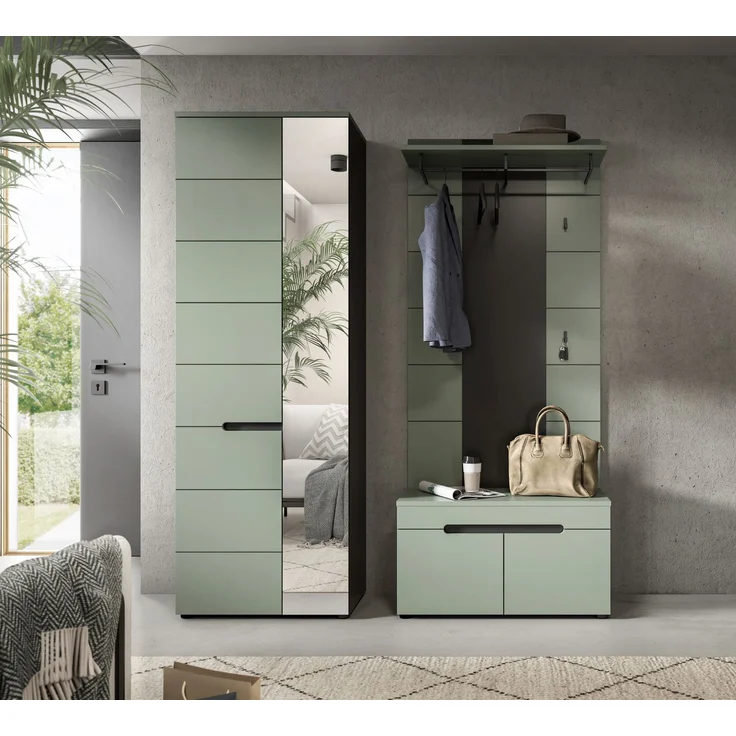 Garderobenkombination (B/H/T: 160x190x37 cm) in Smoke Green Nachbildung – Bild 6