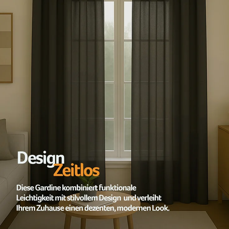 Gardine mit Ösen *** x *** cm ( Breite x Länge ) in ***, blickdichter Vorhang, Ösenvorhang in vielen Variationen 140x145 cm Schwarz – Bild 8