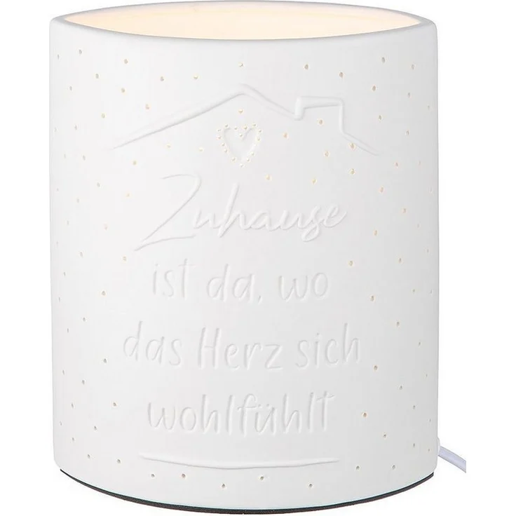 GILDE Schreibtischlampe Tischleuchte Zuhause Weißes Porzellan mit Herzlichen Spruch – Bild 2