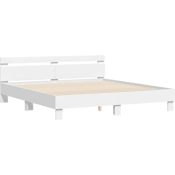 vidaXL Bettrahmen mit LED-Lichtleisten Weiß 193 x 203 cm Holzwerkstoff 3402853 – Bild 5