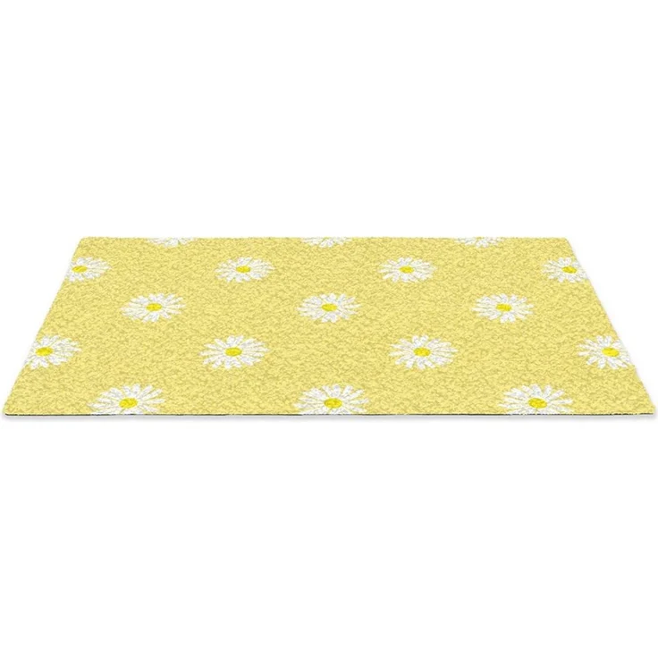 MuchoWow Fußmatte Gänseblümchen - Pastell - Weiß - Gelb - Blumen, Rechteckig, innen Schmutzfangmatte, Tür, Schmutzfänger Flur, Teppich 60x40 cm – Bild 2