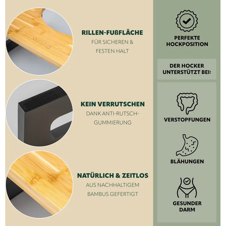 eluno Toilettenhocker, Fußbank aus Bambus, platzsparend zusammenklappbar, grau – Bild 4