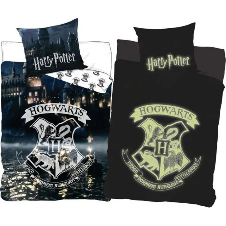 Harry Potter Bettwäsche Harry Potter Glow in the Dark 2tlg Bettwäsche Set 135x200 80x80, 2 teilig, 100% Baumwolle
