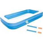 Bestway Pool aufblasbares Planschbecken 305x183x46cm Schwimmbecken + 2X Wasserkanonen 66cm