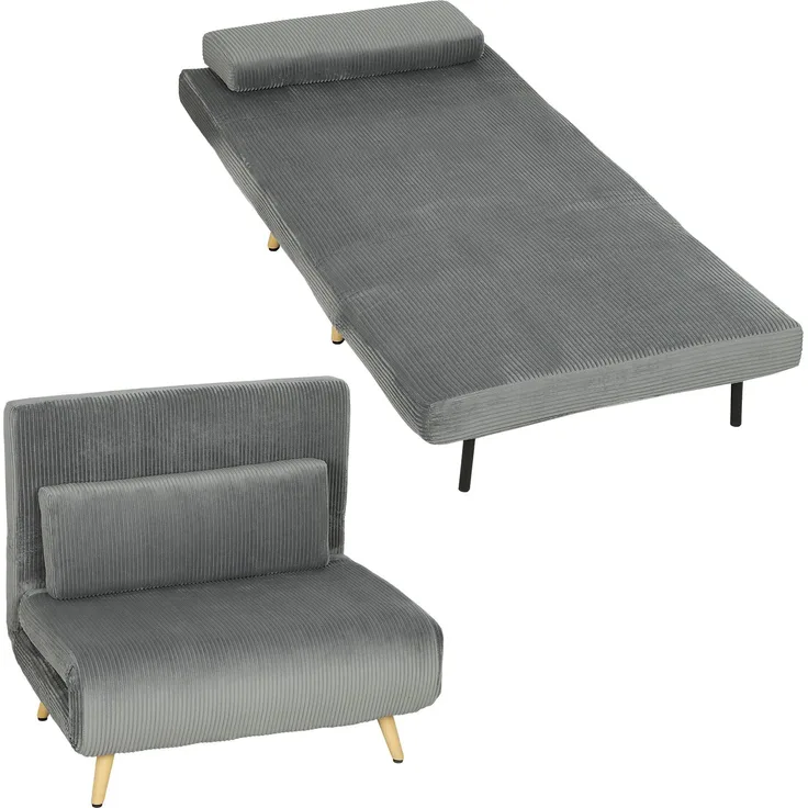 MELAYR, Schlafsessel 3 in 1 Schlafsofa mit Bettfunktion, 90x190cm Dunkelgrau
