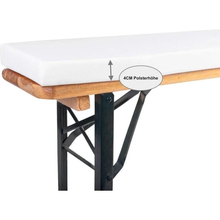 TexDeko Bankauflage Bierbankauflage 180CM 4,2cm XL mit Polsterung zum selber Aufziehen, (1 St), 180x25x4cm, waschbar & pflegeleicht – Bild 5
