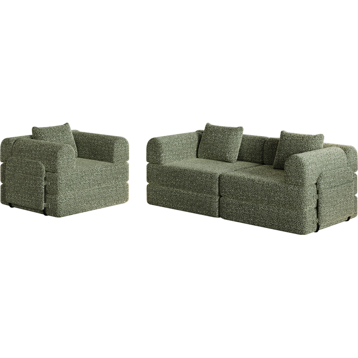 Schlafsofa Chenille 2-in-1 mit Armlehnen-Ablagefach, 274x91,4x69,8 cm, Grün – Bild 4