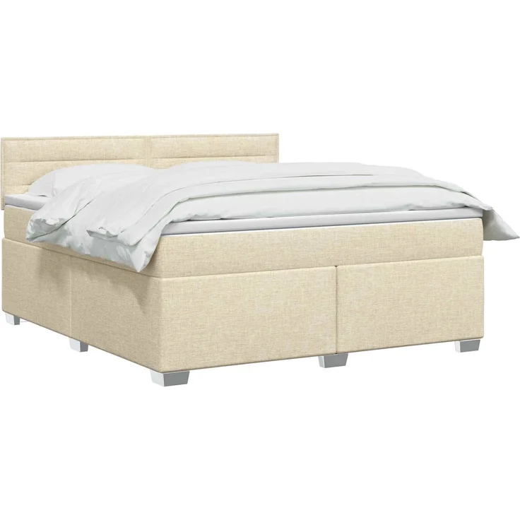 vidaXL Boxspringbett mit Matratze Creme 140 x 200 cm Stoff 3450493 – Bild 3