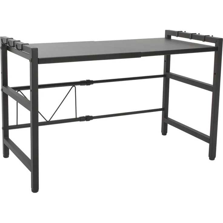 Todeco Mikrowellenregalständer, Mikrowellen Regal ständer Einstellbar Länge und Höhe, mit 6 Haken Belastet Bis 25 KG (36-60) x36 x 44 cm, Schwarz – Bild 1