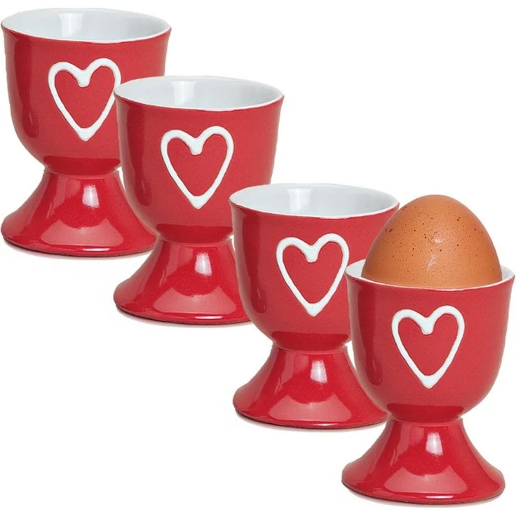 matches21 HOME & HOBBY Eierbecher, (4-tlg), Runde Keramik Ei-Halter als lustige Frühstücks-Eier Tisch-Deko – Bild 1