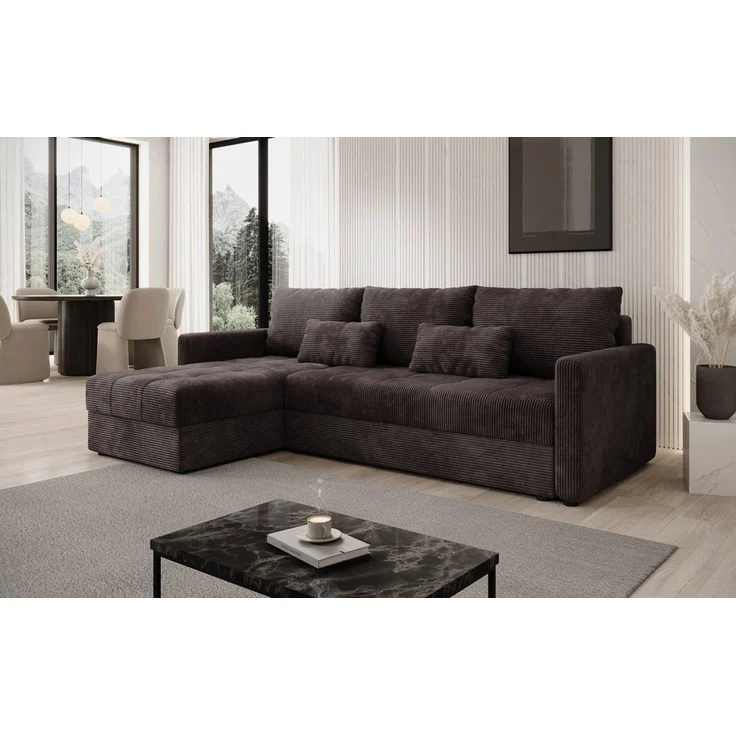 Luxusbetten24 Schlafsofa Designer Sofa Roma in Cord, mit Stauraum und Schlaffunktion – Bild 2