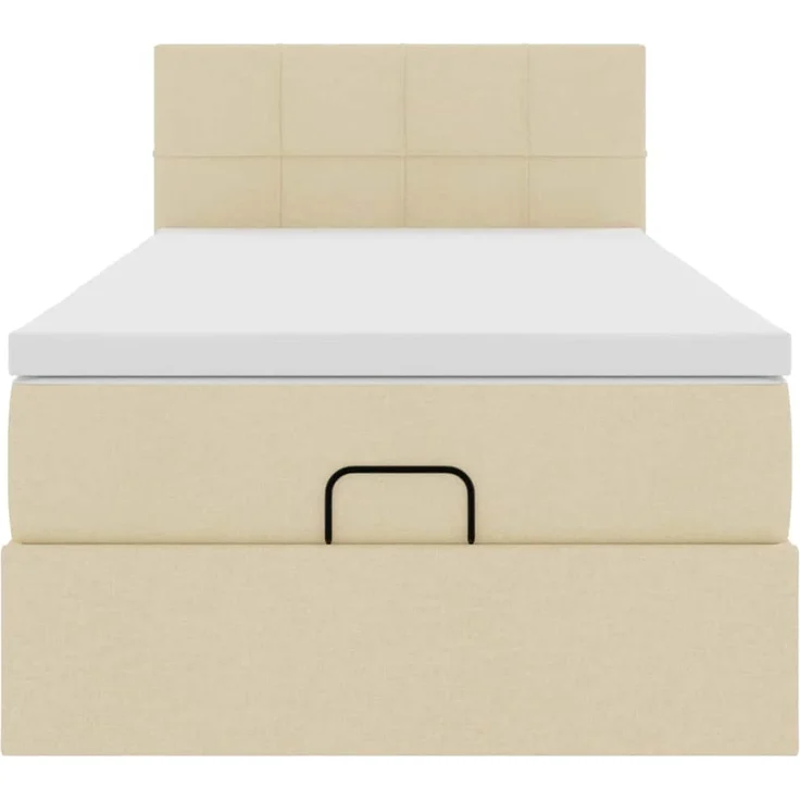 vidaXL Ottoman-Bett mit Matratze Creme 100x200 cm Stoff 3311440 – Bild 5