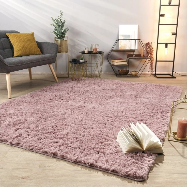 TT Home Teppich, Rund, Höhe: 37 mm, Teppich Wohnzimmer Hochflor Langflor Weich Soft Modernes Einfarbiges D – Bild 5