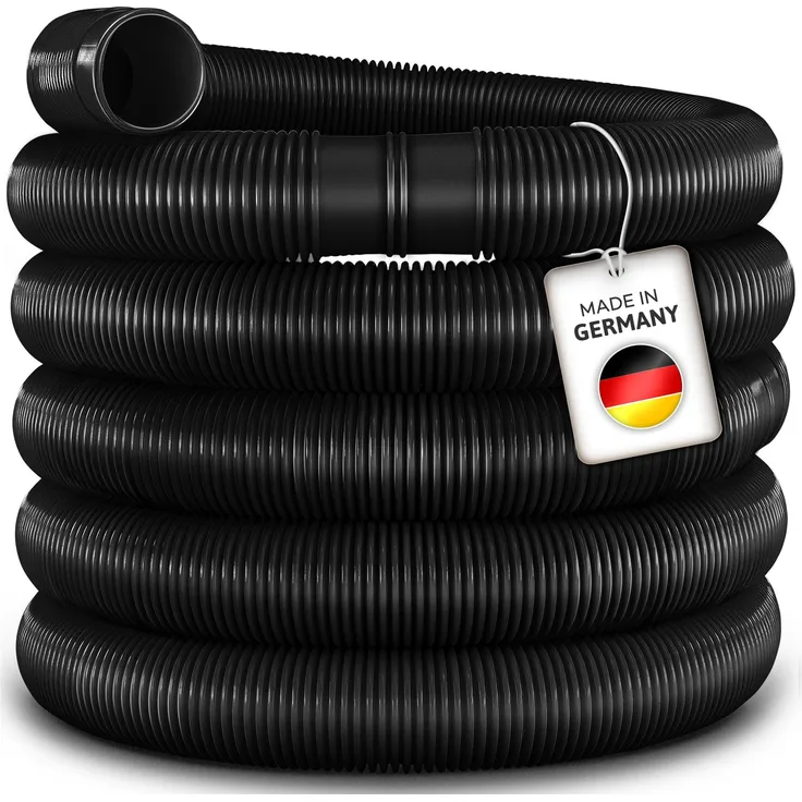 tillvex Poolschlauch Made in Germany | Schwimmbadschlauch mit Muffen | Solarschlauch für Pool und Schwimmbecken | Saugschlauch | Pumpenschlauch | flexibler Wasserschlauch (Schwarz, 30m / 38mm)