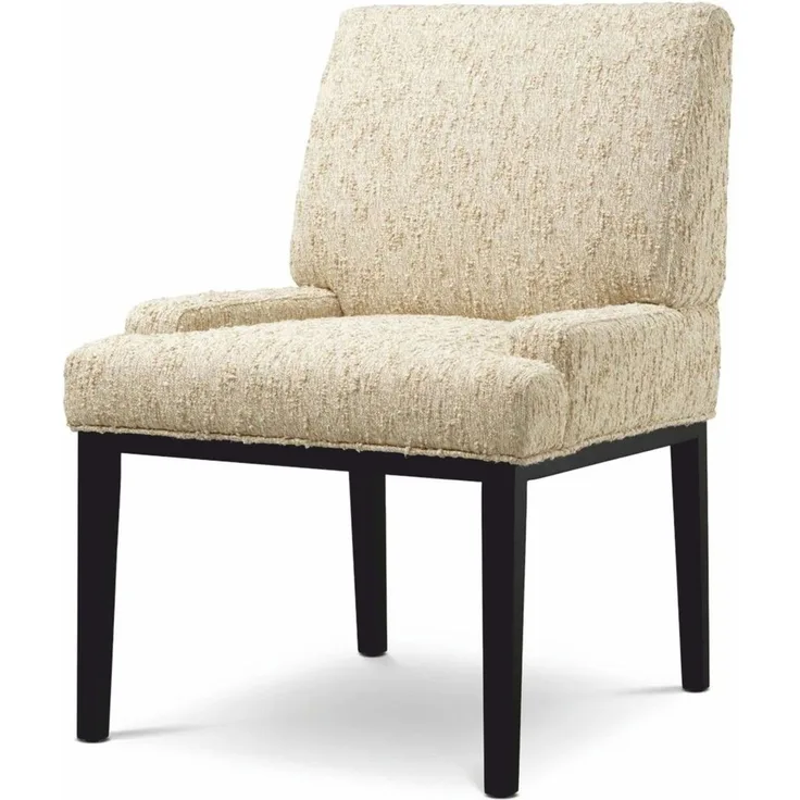 Casa Padrino Luxus Esszimmer Stuhl mit Armlehnen Naturfarben / Schwarz H. 91 cm