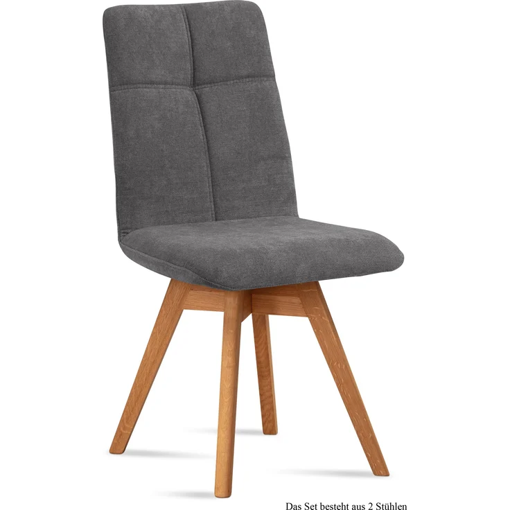 Esszimmerstuhl drehbar (2er-Set) Dorea 47x92x60 Eiche geölt/Grau