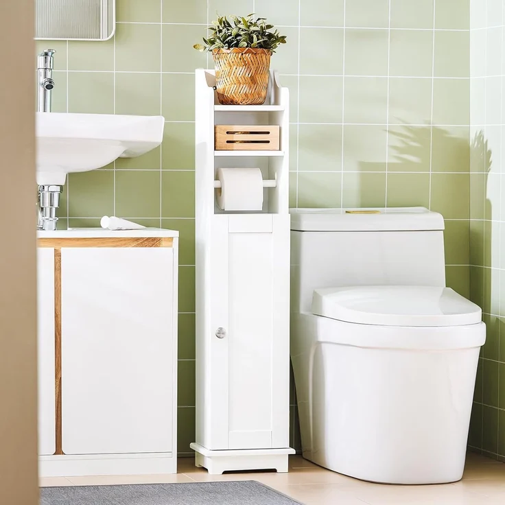 Freistehend Toilettenrollenhalter Badregal, FRG177-W – Bild 9