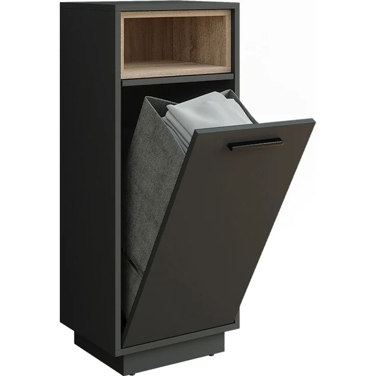 Wäscheschrank Beatrice Anthrazit/Sonoma 38 x 93 cm mit herausnehmbarer Innentasche Vicco – Bild 1