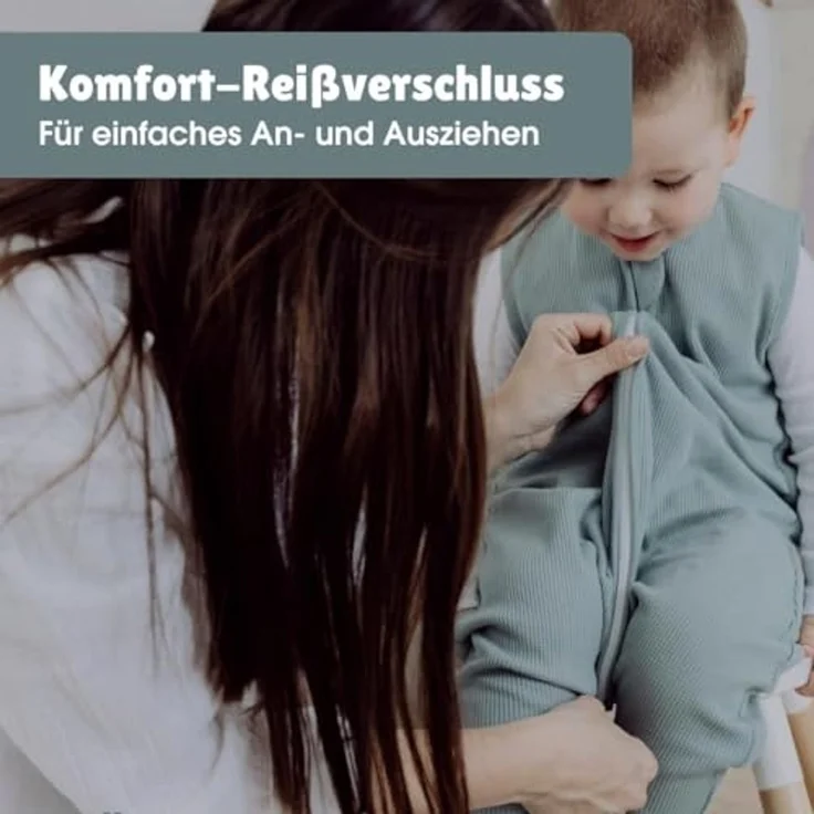 emma & noah Baby Schlafsack mit Füßen 1.0 TOG, Ganzjahres Schlafsack mit Beinen für den Frühling, Sommer und Herbst, 100% Bio-Baumwolle, OEKO-TEX Zertifiziert (Essential Blau, 80 cm) – Bild 4