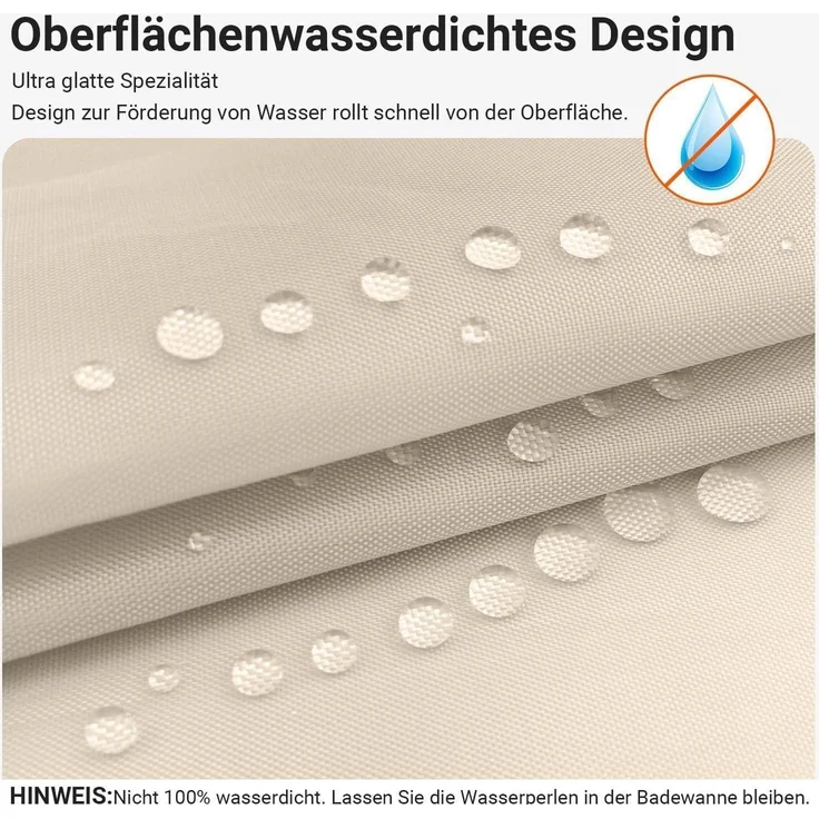 Duschvorhang 120x160 cm Beige Wasserabweisend Waschbar mit Beschwerter Saum – Bild 2