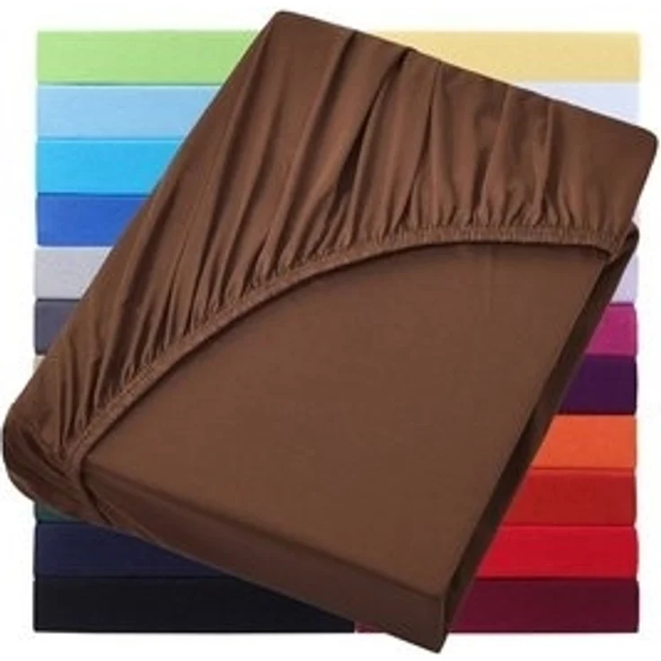 NatureMark Spannbettlaken Jersey Basic Spannbetttuch, 100% Baumwolle, Gummizug: rundum, (1 Stück), in vielen Größen und Farben, bis 40cm Steghöhe, 200x220cm, Braun – Bild 6