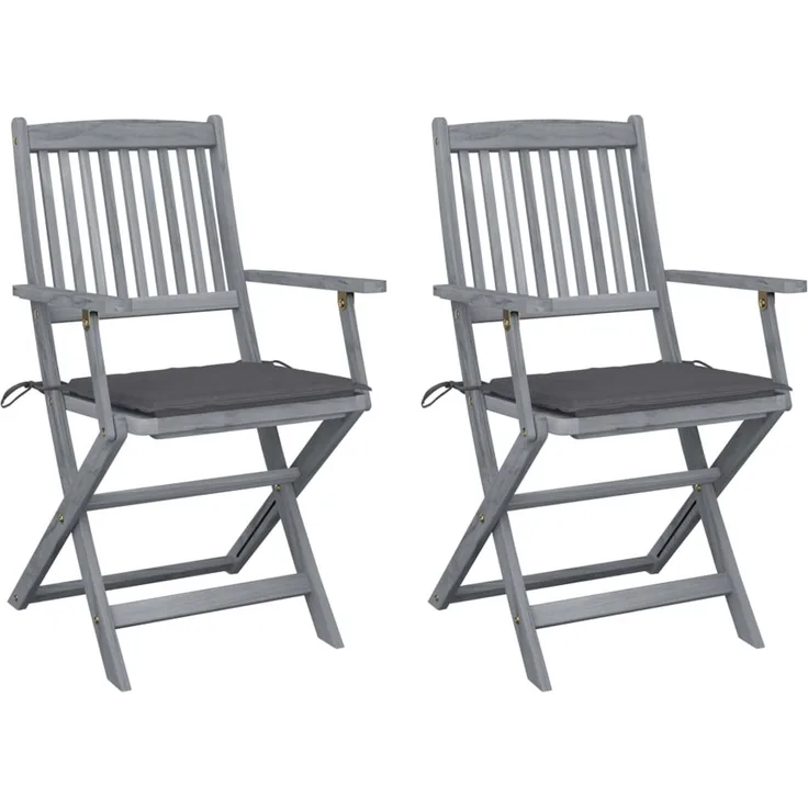 vidaXL Klappbare Gartenstühle 2 Stk. mit Sitzkissen Massivholz Akazie 3064482