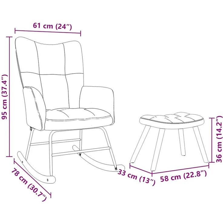 vidaXL Schaukelstuhl mit Fußhocker Taupe Stoff 4016806 – Bild 10