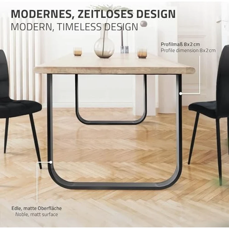 ML-DESIGN Tischbein 2er Set Tischgestell aus Metall Industrial-Design für DIY Projekte, Kufengestell O-Form Schwarz für Esstisch/Schreibtisch DIY-Projekte – Bild 3