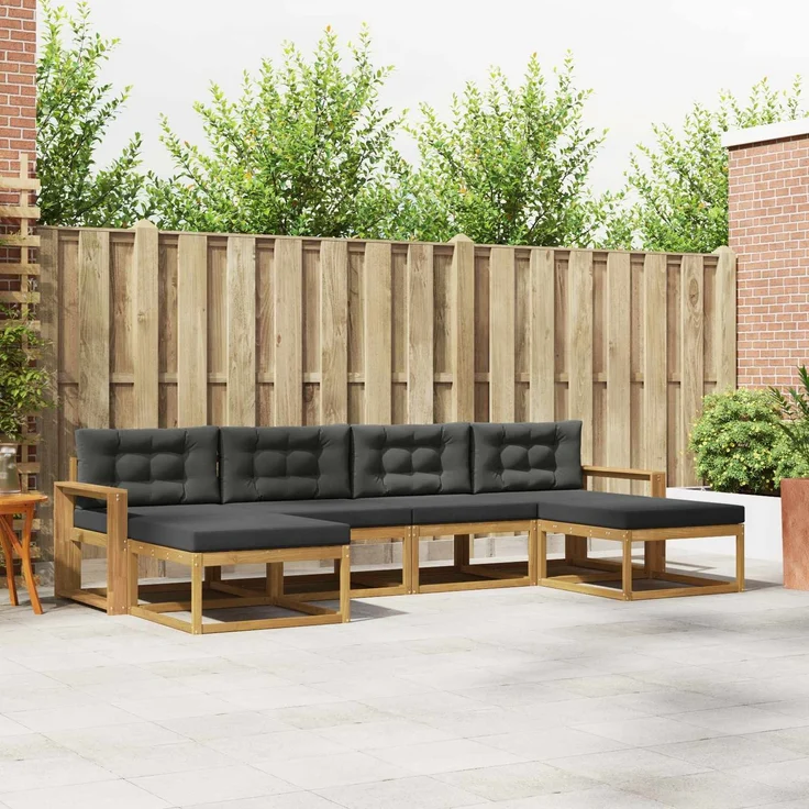 vidaXL Outdoor-Sofagarnitur 6 stk. 6-Sitzer Weiß und Anthrazit 3386836 – Bild 1