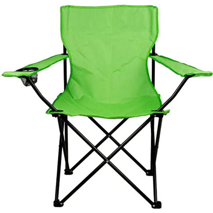 Nexos Campingtisch 2-er Set Angelstuhl Anglerstuhl Faltstuhl Campingstuhl Klappstuhl mit Armlehne und Getränkehalter praktisch robust leicht hellgrün – Bild 5