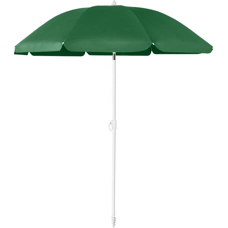 SUNULA Sonnenschirm 160 cm, knickbar mit Bodenhülse & Schutzhülle, höhenverstellbar und neigbar, UV-Schutz 50+, weiß/silber