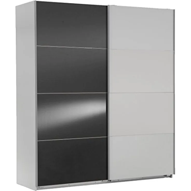 Schwebetürenschrank Easy Plus Kleiderschrank 180x65x210cm weiß grauglas Spiegel