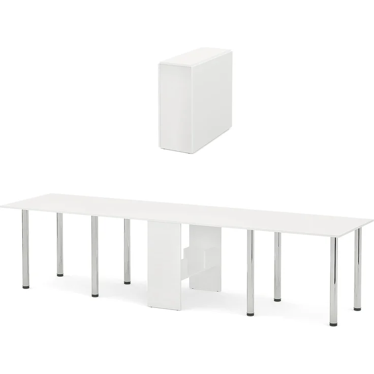 Rodnik XXL Esstisch, Klapptisch, Funktionstisch, Brotisch, Weiß, laminierte Spanplatte, kompakt, platzsparend, 310x81 cm – Bild 1